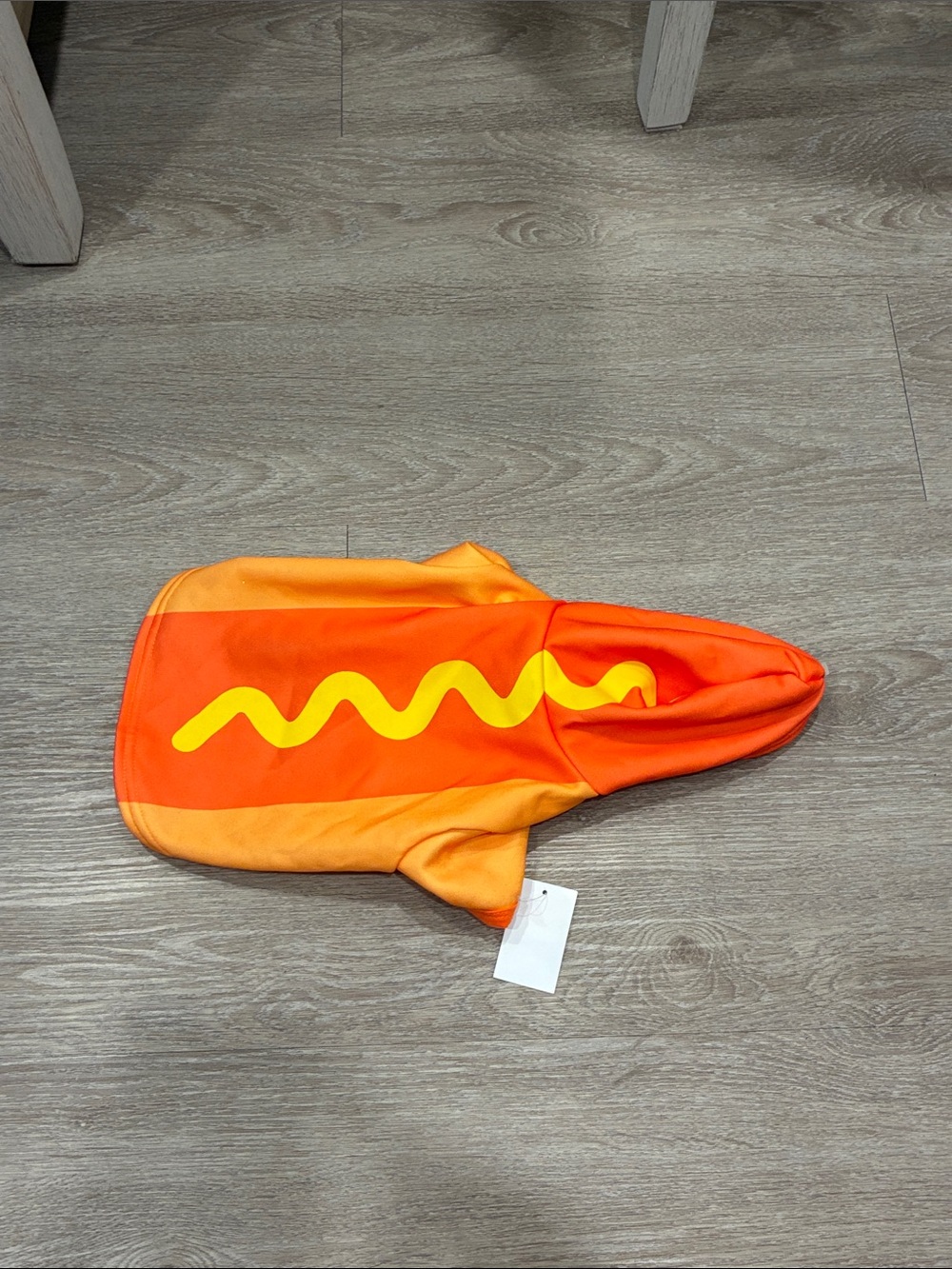 Spirit Orange Hot Dog Dog Costume with Yellow Squiggle Accent